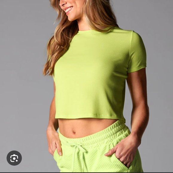 Tavi Tops - Tavi Active Lime Green Ribbed Crop Top Size Medium